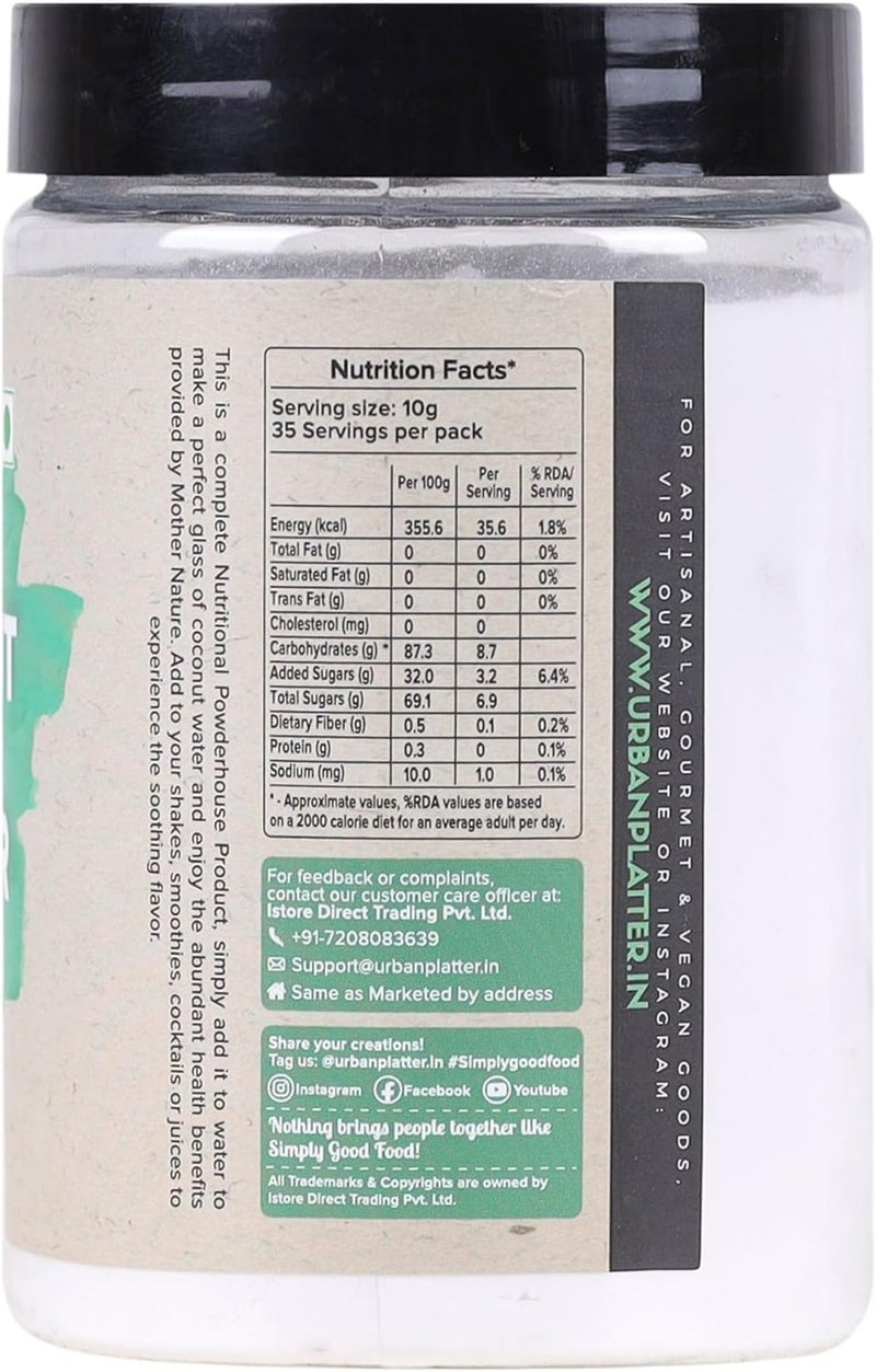 Urban Platter Tender Coconut Water Powder | 350g | Natural Electrolytes Hydration Drink - Image 2